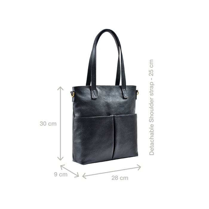 Pepper 01 Black Leather Satchel