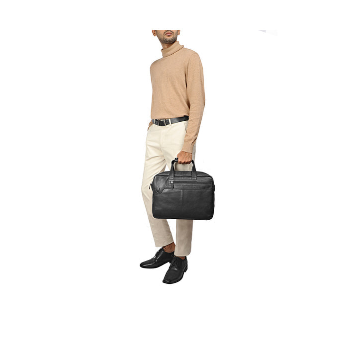 Phaeton 01 Black Leather  Briefcase