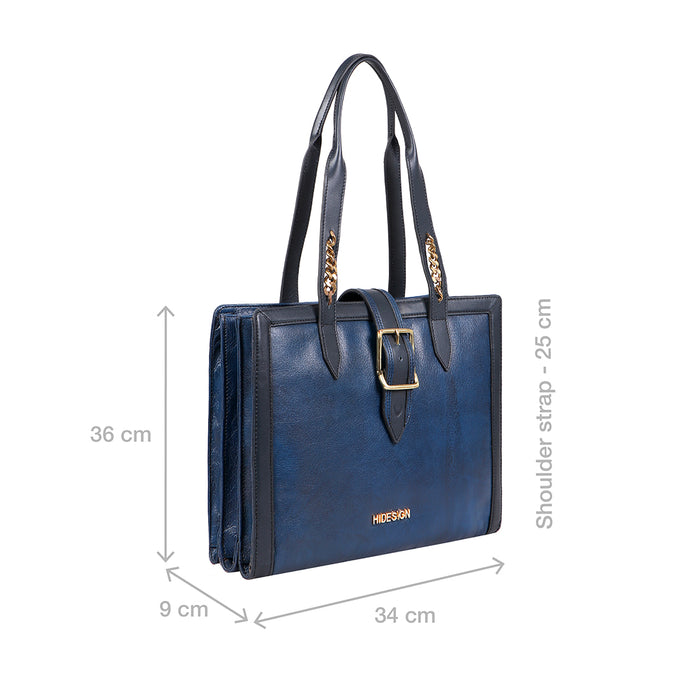 Phoenix 02 Blue Leather Tote Bag