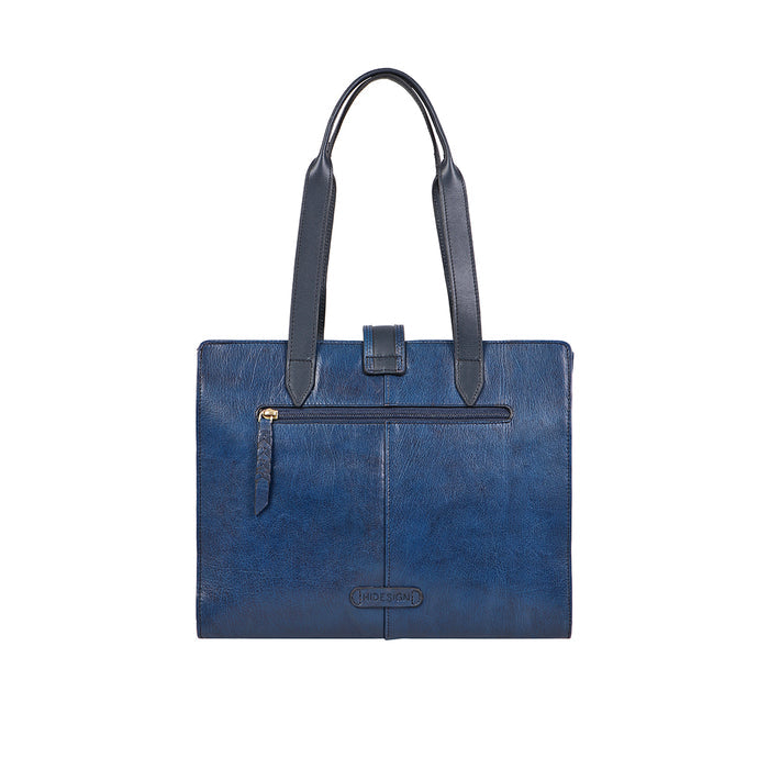 Phoenix 02 Blue Leather Tote Bag