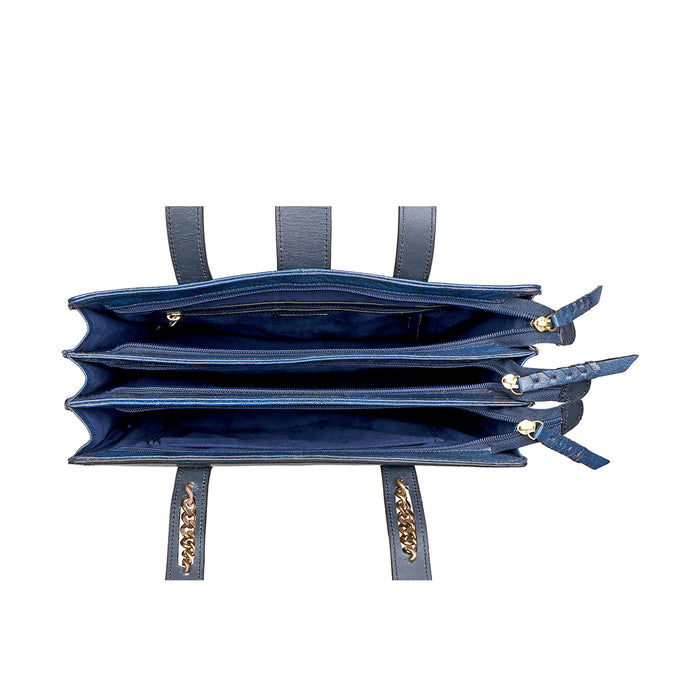 Phoenix 02 Blue Leather Tote Bag