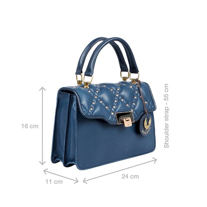 Pop 02 Blue Leather Satchel