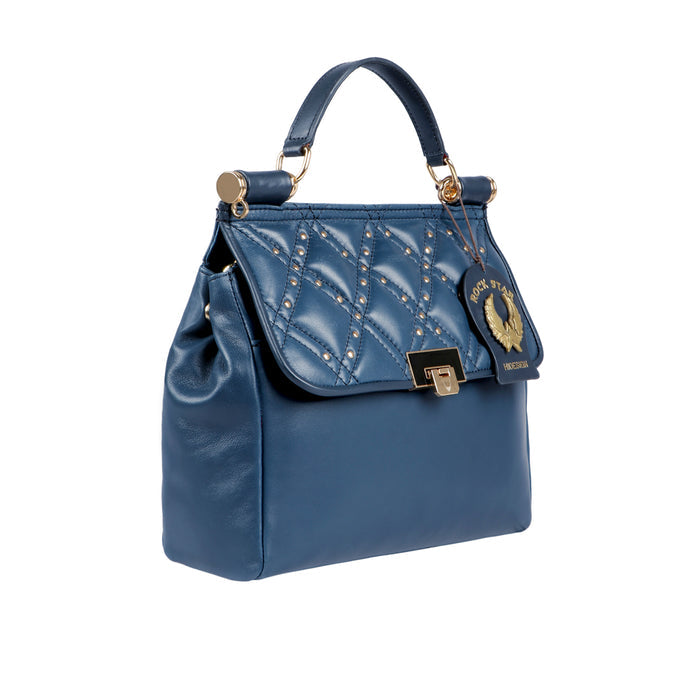 Pop 03 Blue Leather Satchel