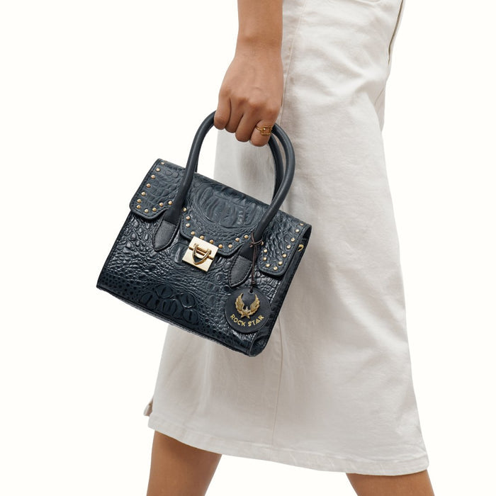 Punk 01 Blue Leather Satchel