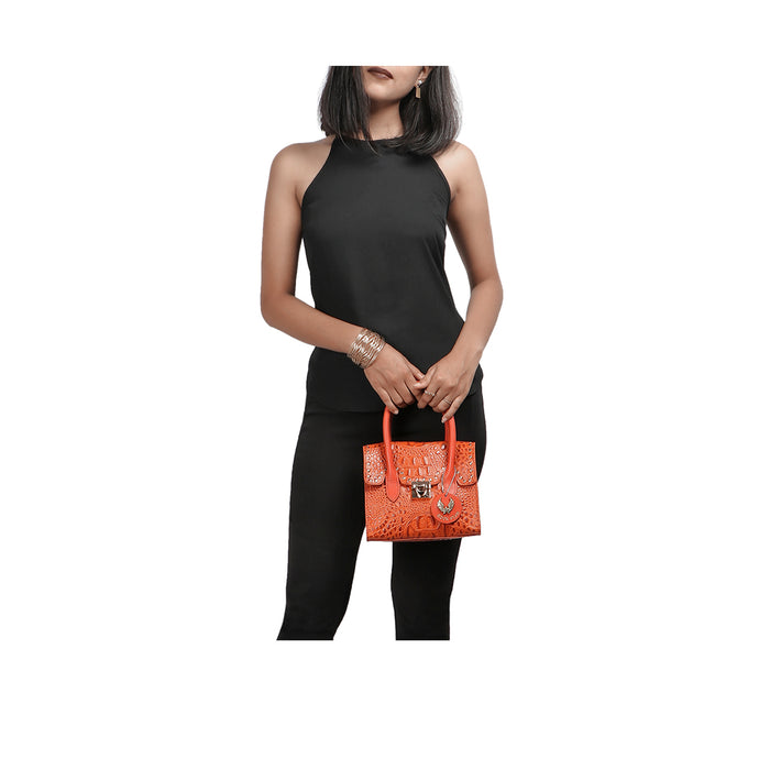 Punk 01 Orange Leather Satchel