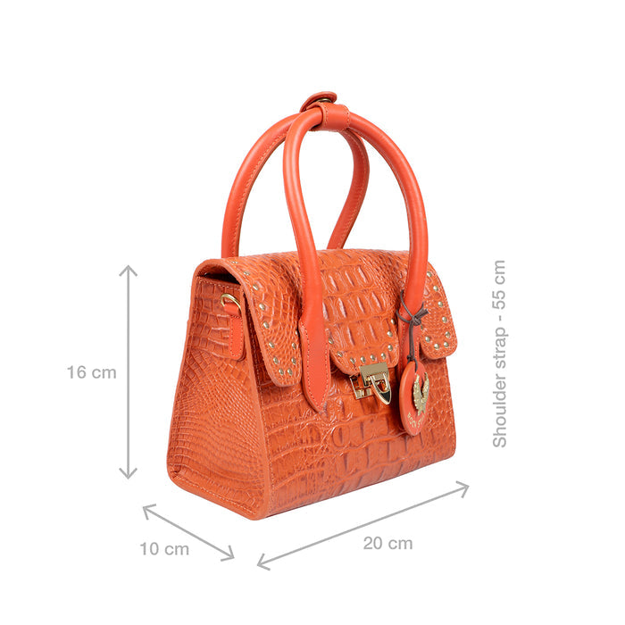 Punk 01 Orange Leather Satchel