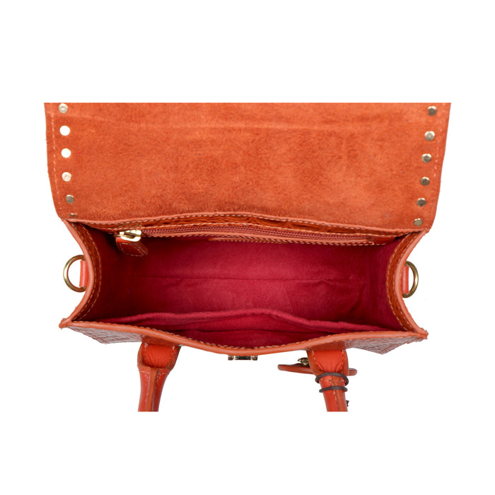 Punk 01 Orange Leather Satchel