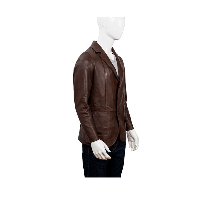 Ralph Men's Brown Lapel Style Leather Jacket