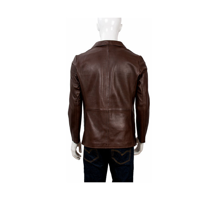 Ralph Men's Brown Lapel Style Leather Jacket