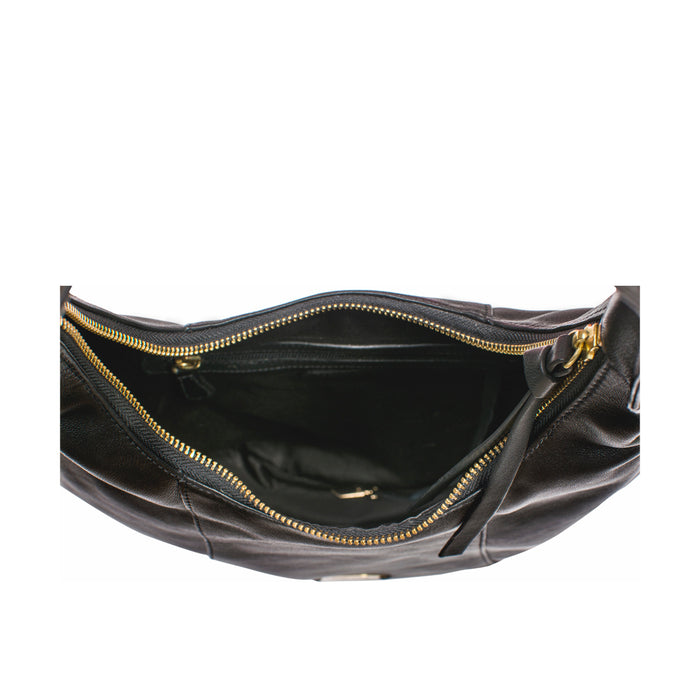 Rhubarb 03 Black Leather Hobo