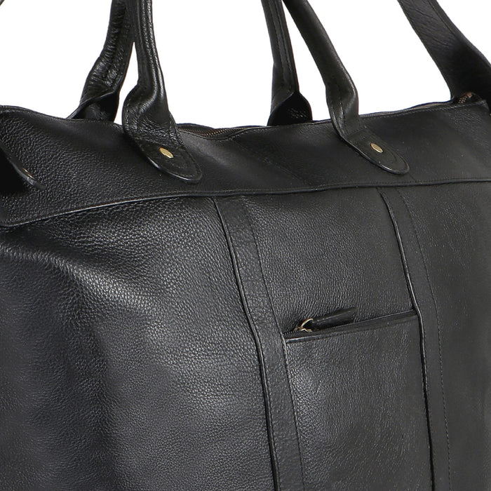 Roberto Black Leather Duffle Bag