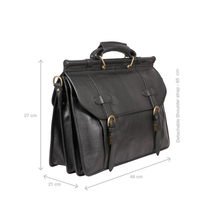 Roma Black Leather  Briefcase