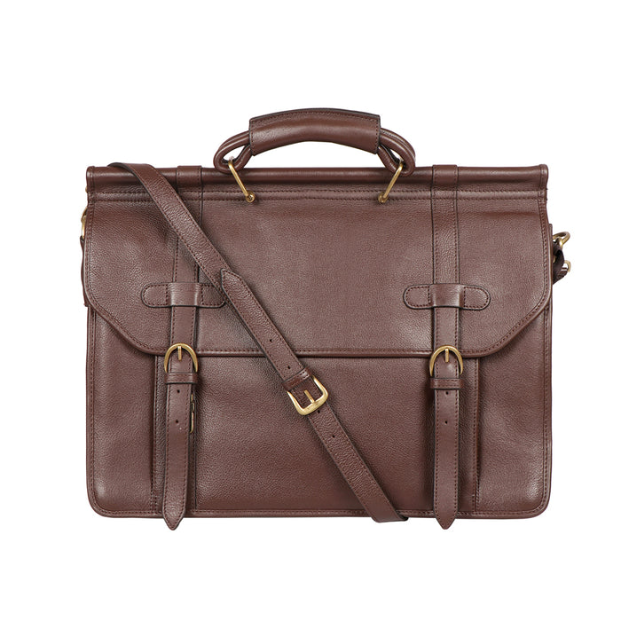 Roma Brown Leather  Briefcase