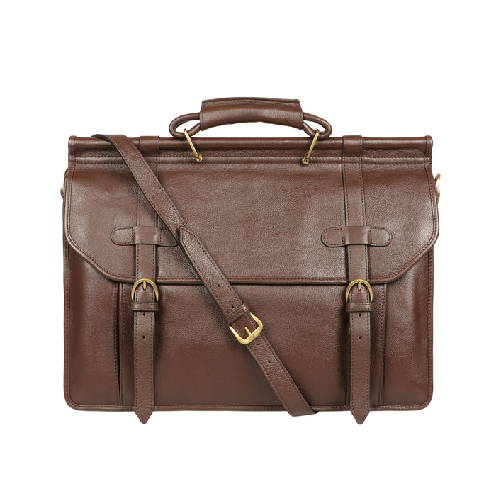 Roma Brown Leather  Briefcase