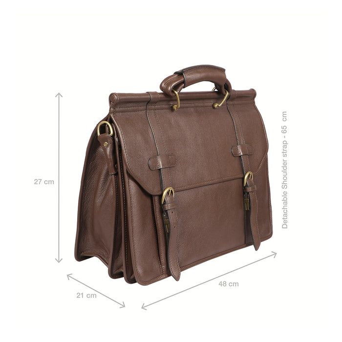 Roma Brown Leather  Briefcase