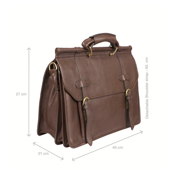 Roma Brown Leather  Briefcase