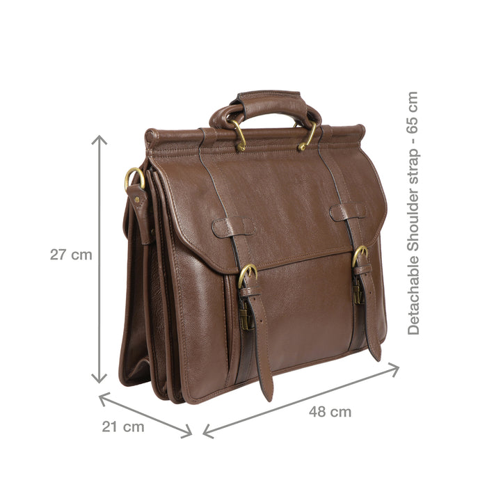 Roma Brown Leather  Briefcase