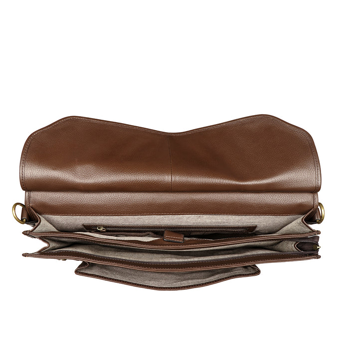 Roma Brown Leather  Briefcase