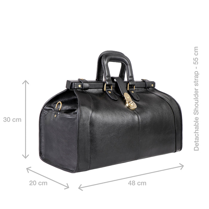 Safari Black Leather Duffle Bag