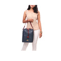 Sb Shea Blue Leather Draw String Bag