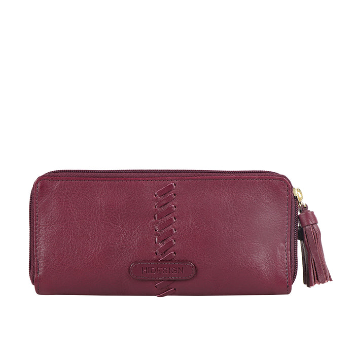 Sebbie W2  Purple Leather Double Zip Around Wallet