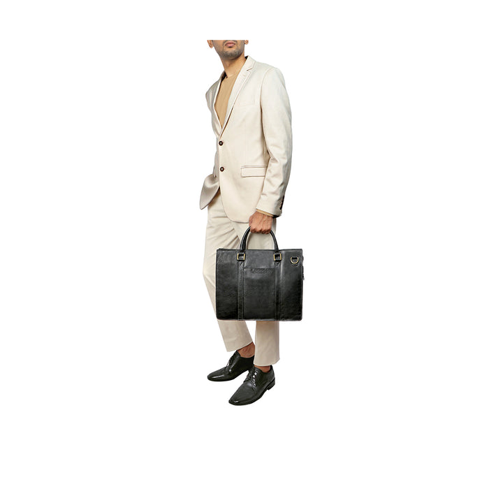 Sherlock 01 Black Leather  Briefcase