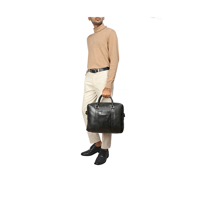 Sherlock 02 Black Leather  Briefcase