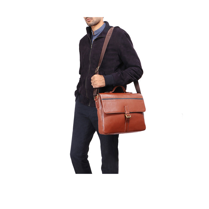 Sigmund 03 Tan Leather  Briefcase
