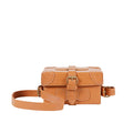 Small Boxy Brown Leather Sling Bag
