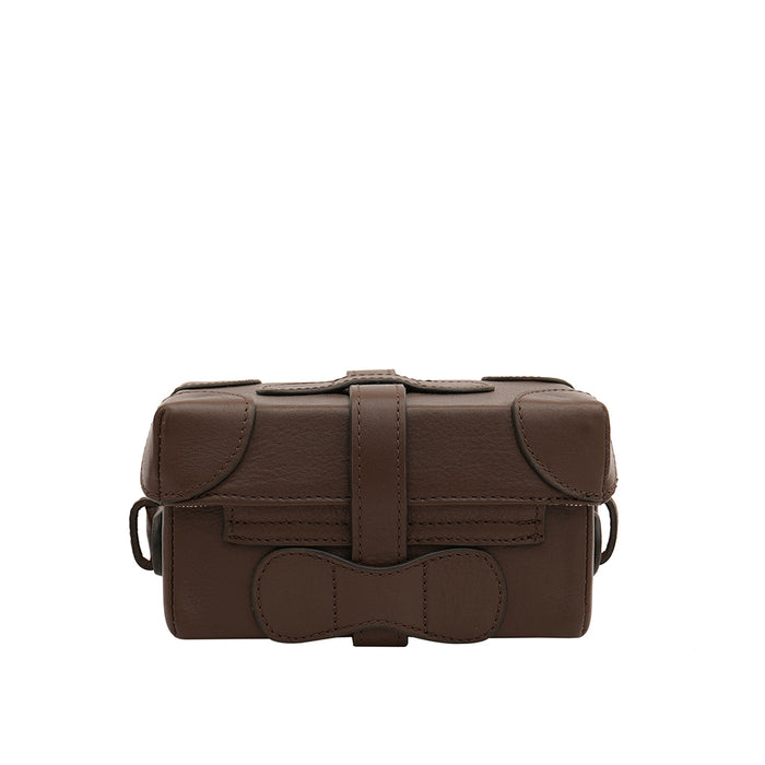 Small Boxy Brown Leather Sling Bag