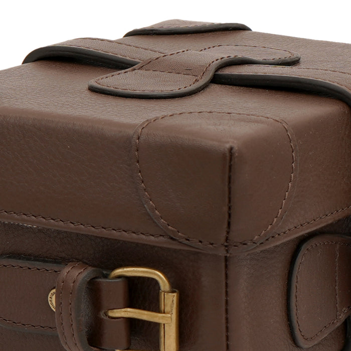 Small Boxy Brown Leather Sling Bag