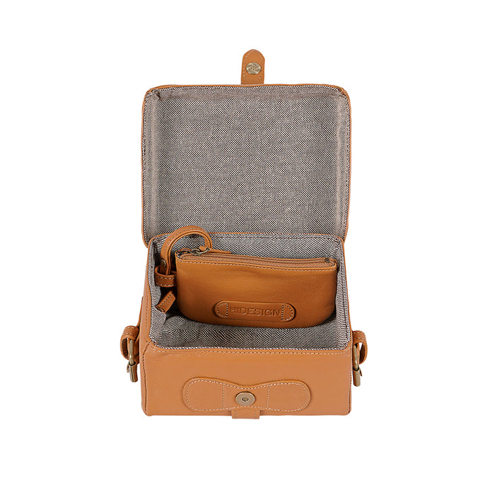 Small Boxy Brown Leather Sling Bag