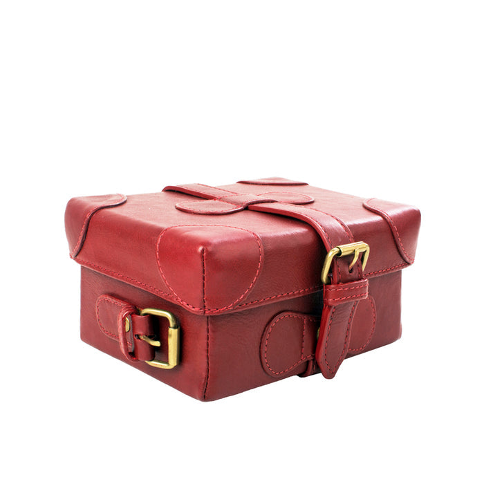 Small Boxy Red Leather Sling Bag