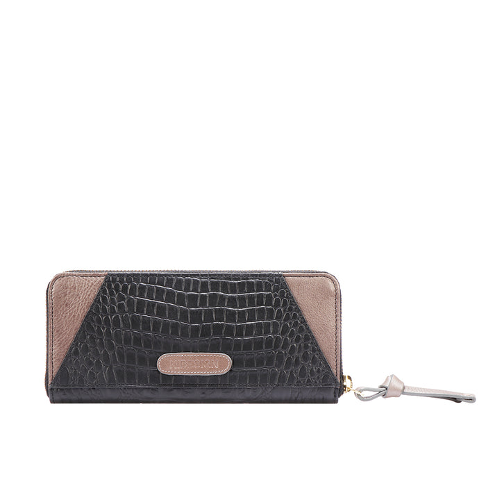 Speak Easy W2  Black Leather Zip Around Wallet