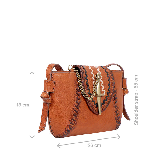 Swala 04 Orange Leather Sling Bag
