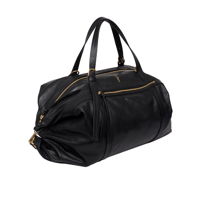 Transformer Black Leather Duffle Bag