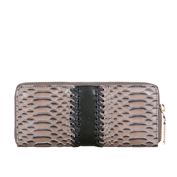 Vampire W1  Grey Leather Zip Around Wallet