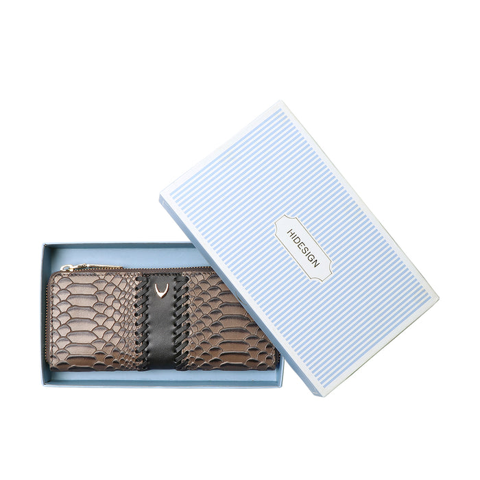 Vampire W1  Grey Leather Zip Around Wallet