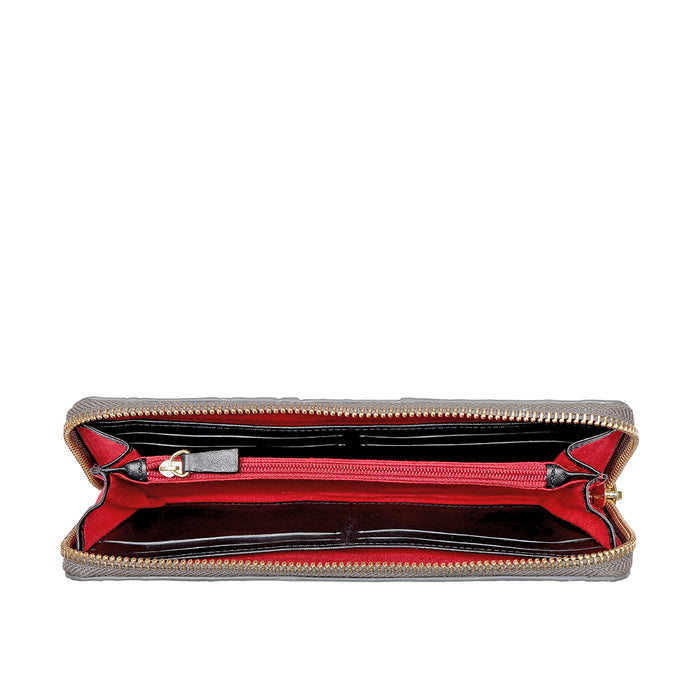 Vampire W1  Grey Leather Zip Around Wallet