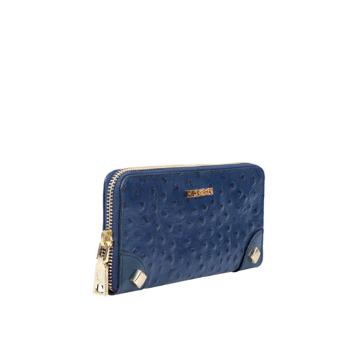 Voodoo W2  Blue Leather Zip Around Wallet