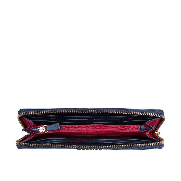 Voodoo W2  Blue Leather Zip Around Wallet