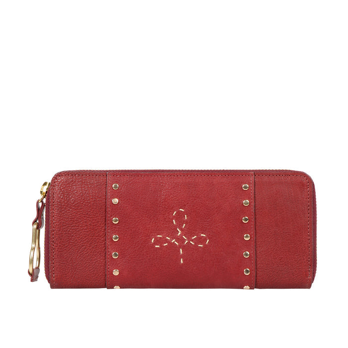 Wild Rose W1  Marsala Leather Zip Around Wallet