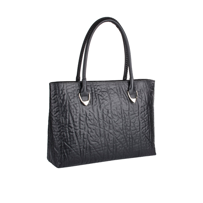 Yangtze 02 Black Leather Tote Bag